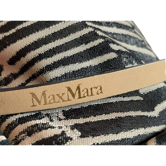 Max Mara Navy Blue Cream Knee Length Dress with Leather Belt IT 46 US Size 10 - Picture 13 of 13